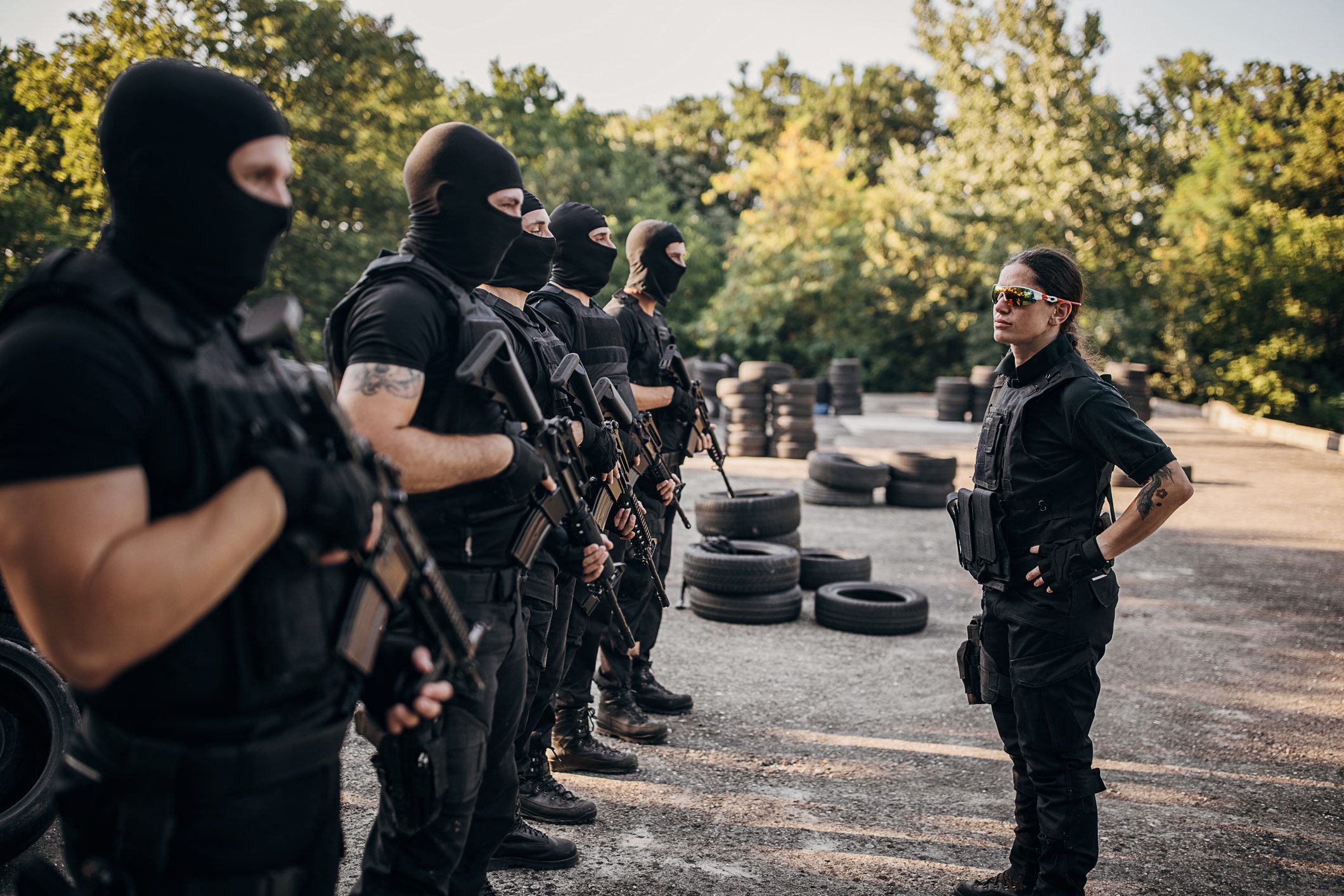 Tactical team training outdoors